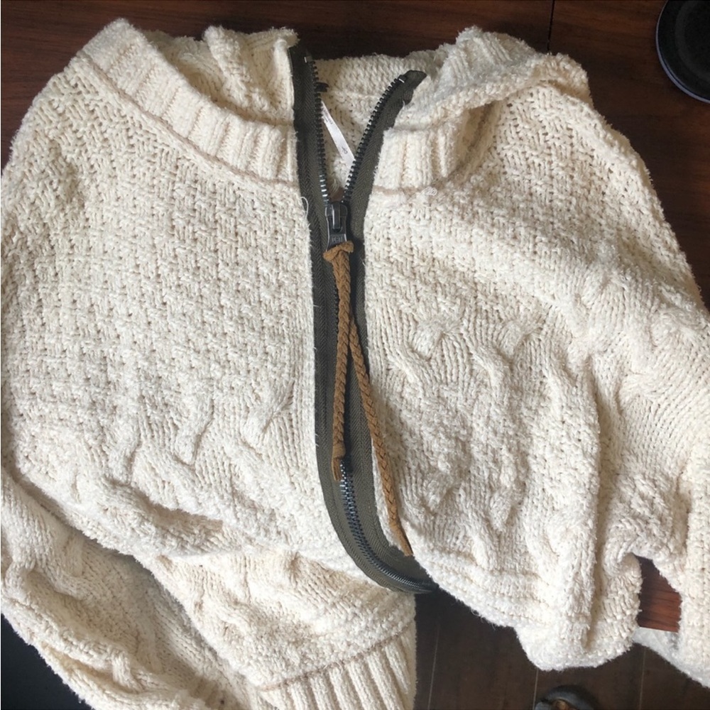 Free People Cream Cable Knit Sweater